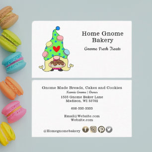 Gnome Hometown Bakery Pastry Cakes & Treats White Visitkort