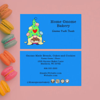 Gnome Hometown Bakery Pastry Cakes & Trets Blue Visitkort