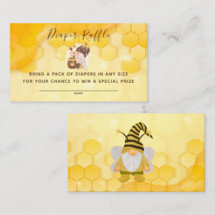 Gnome Honeycomb Diaper Raffle Baby Shower Visitkort