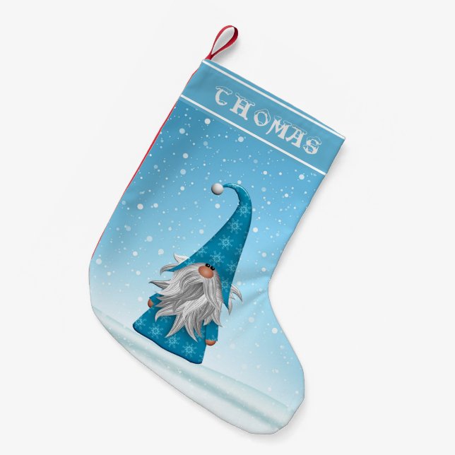 Gnome i Blue Kostym Liten Julstrumpa (Framsidan (Hängande))
