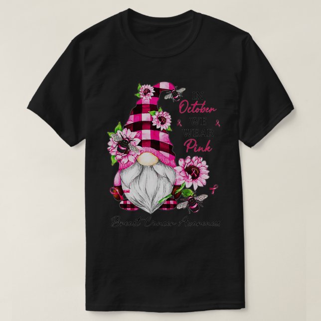Gnome i oktober Vi Bära Rosa Breast Cancer Awaren T Shirt (Design framsida)