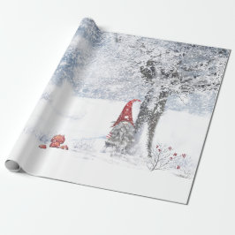 GNOME I SNÖ TÄCKTE SKOGEN CHRISTMAS GIFT WRAP PRESENTPAPPER