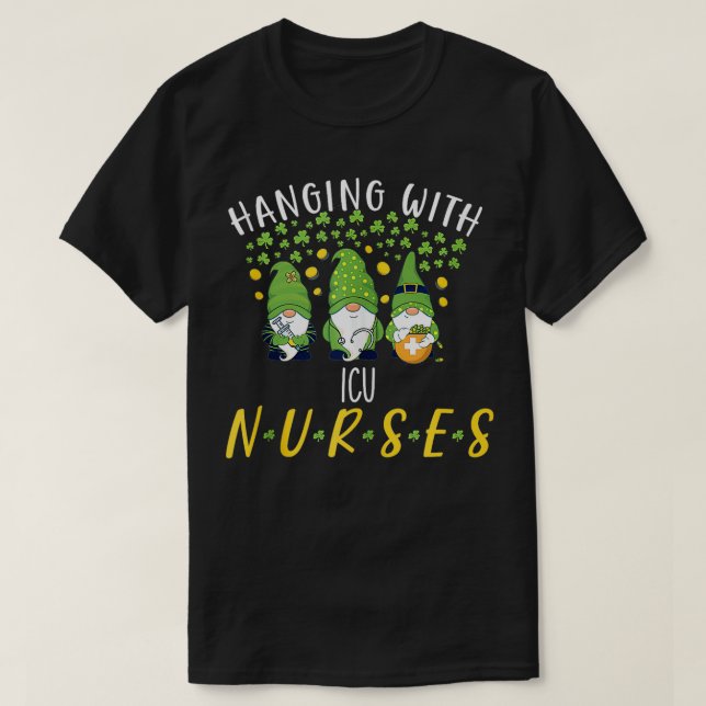 Gnome ICU Nurses Funny Irish Nurse St Patricks Day T Shirt (Design framsida)