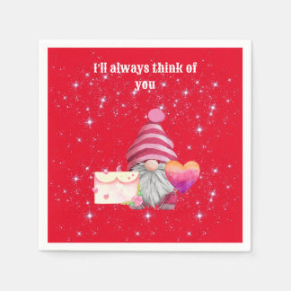 Gnome in love with rainbow heart pappersservett