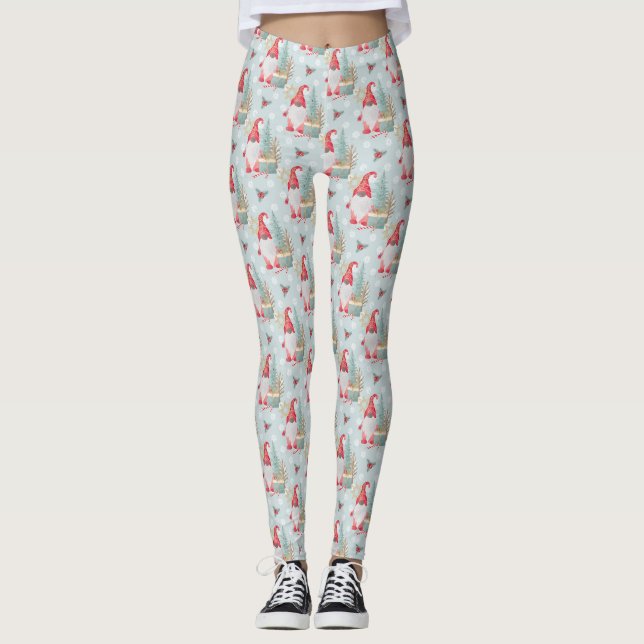 Gnome jul Mönster Leggings (Framsida)
