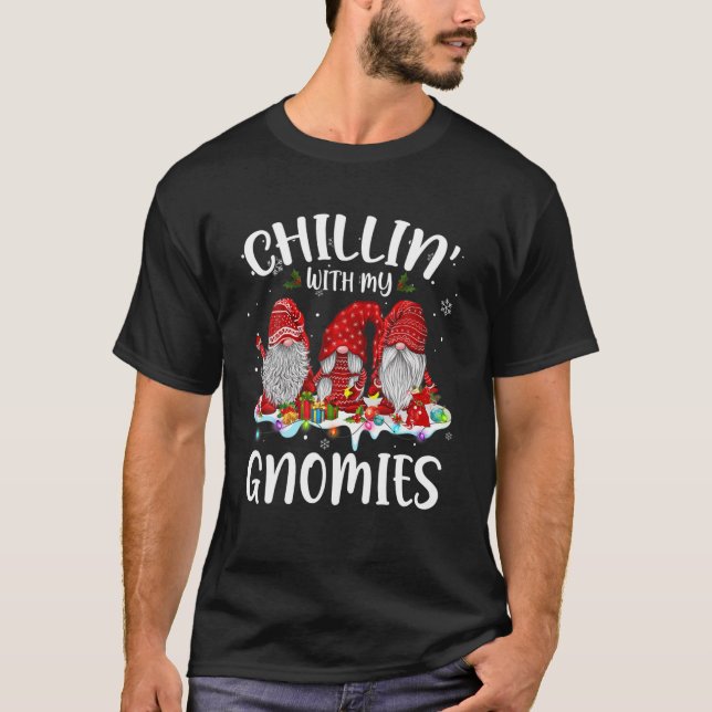 Gnome jul Pajama Chillin, med mina domäner T Shirt (Framsida)