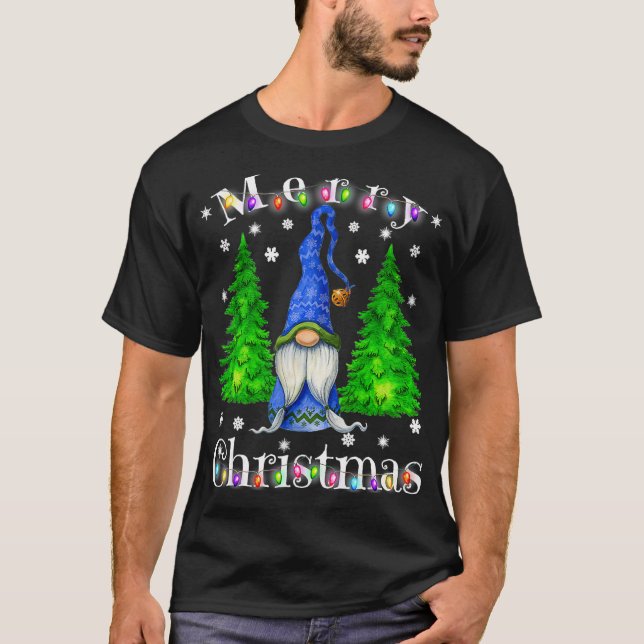 Gnome jul Pajamas Garden Gnome Merry T Shirt (Framsida)