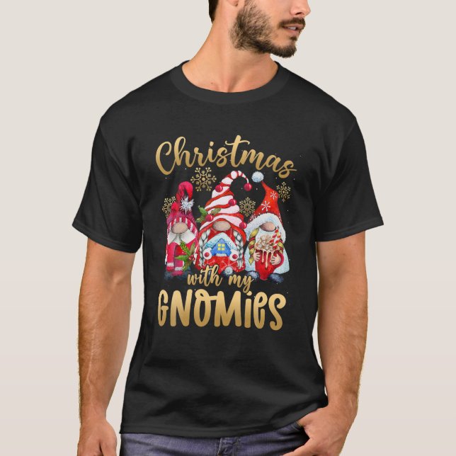Gnome jul Pajamas Matching Family Gnomies Fu T Shirt (Framsida)