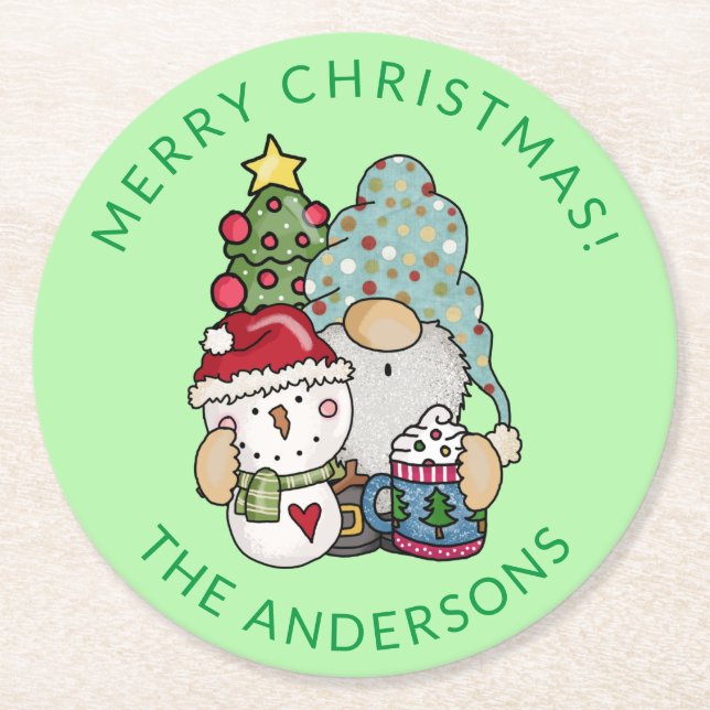 Gnome jul underlägg papper rund (Framsidan)