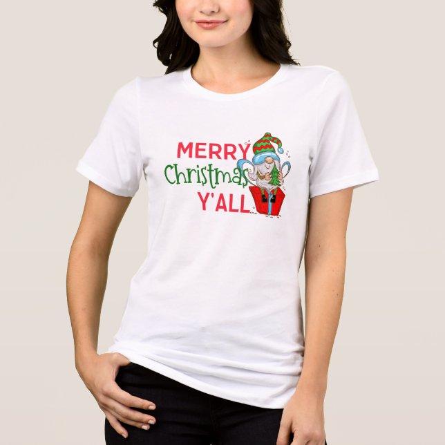 Gnome-julet - "Merry Y'all" Helgdag Tee (Framsida)
