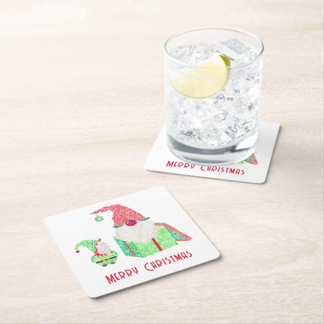 Gnome Julfest Papper Underlägg Kvadrat (Insitu)