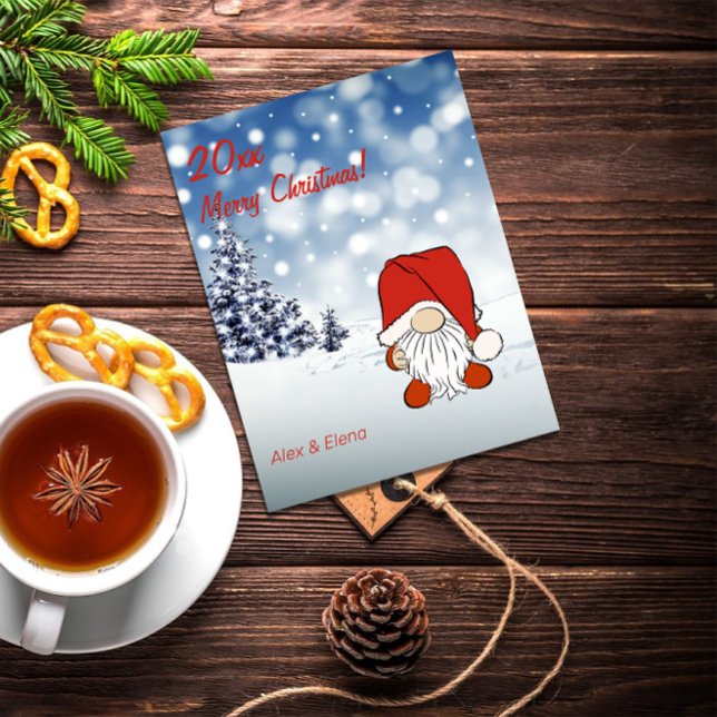 Gnome Julgran snö Helg Vykort (Skapare uppladdad)