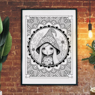Gnome kan färga Vuxen Mandala Poster