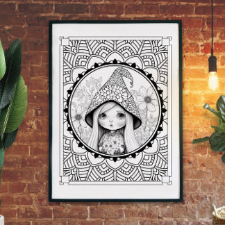 Gnome kan färga Vuxen Mandala Poster