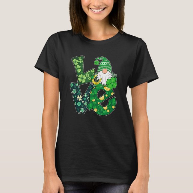 Gnome Kärlek Funny St patricks day T Shirt (Framsida)