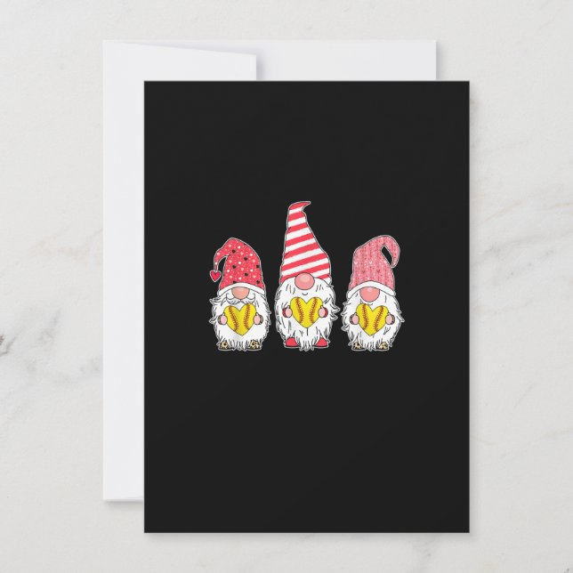 Gnome Kärlek Softball Heart Leopard Play-jul Inbjudningar (Framsida)