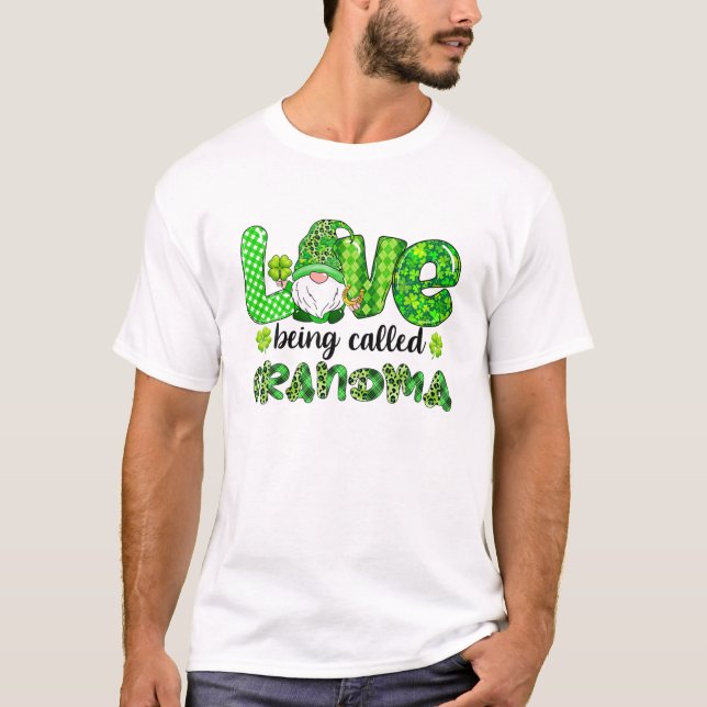 Gnome Kärlek Varm Grandma St patricks day Leopard  T Shirt (Framsida)
