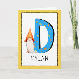 Gnome Kids Brev D Namn och Birthday Hälsning Kort