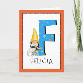 Gnome Kids Brev F Namn och Birthday Hälsning Kort