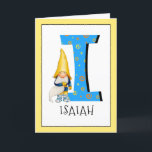 Gnome Kids Brev I Namn och Ålder Birthday Hälsning Kort<br><div class="desc">Om du vill ändra färg i gräns klickar du på "anpassa". När du lägger till namn och åldern på en födelsedagsflicka eller pojke till vårt gnommonogramkort, skapar du en engångsföreteelse, speciellt tillverkad barnfödelsedag hälsning. Att sitta bredvid det stora blå brev med gult- och orange stjärnor och spiral är en av...</div>