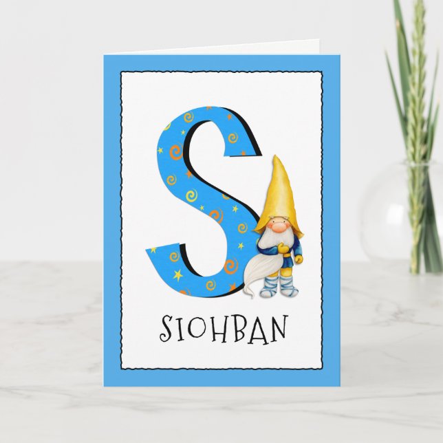 Gnome Kids Brev S Namn och Birthday Hälsning Kort (Framsida)