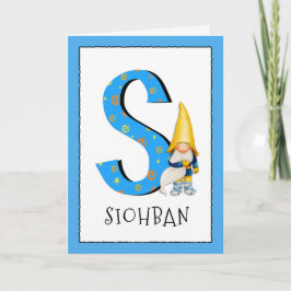 Gnome Kids Brev S Namn och Birthday Hälsning Kort