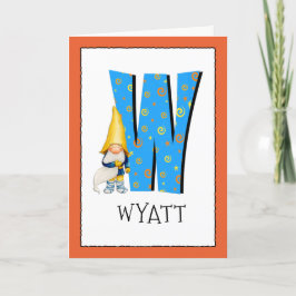Gnome Kids Brev W Namn och Birthday Hälsning Kort