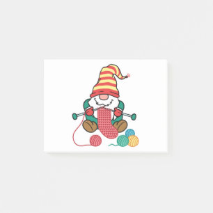 Gnome Knitting Cute Knitter Gift Nordic Gnomes Post-it Block