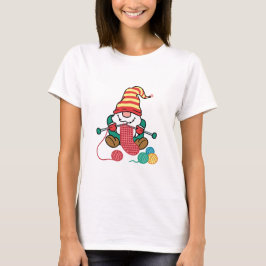 Gnome Knitting Cute Knitter Gift Nordic Gnomes T Shirt
