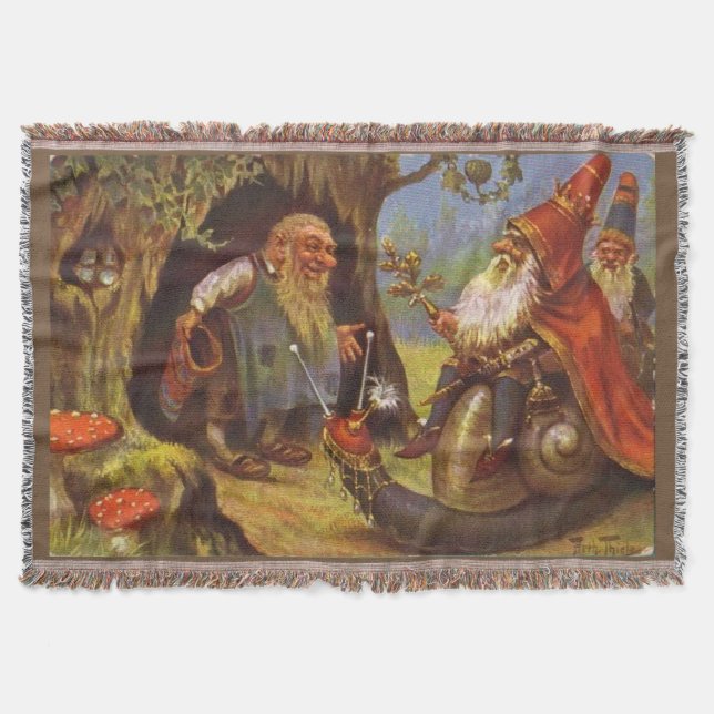 Gnome Kung Mysigt Throw Blanket Filt (Framsidan)