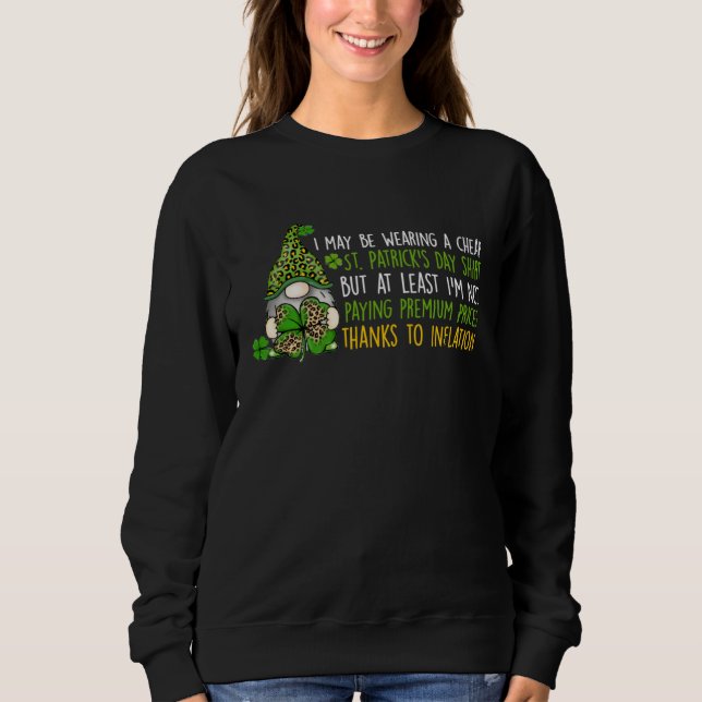 Gnome Leopard Shamrock  St Patricks Day Inflation T Shirt (Framsida)