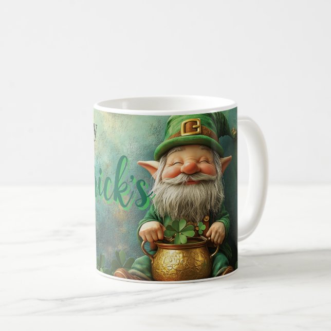 Gnome Leprechaun och Pot of Guld St. Patrick's Day Kaffemugg (Framsida höger)