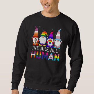 Gnome Lgbt Vi är alla mänskliga Ally Rainbow Lgbt  Lång Ärmad Tröja