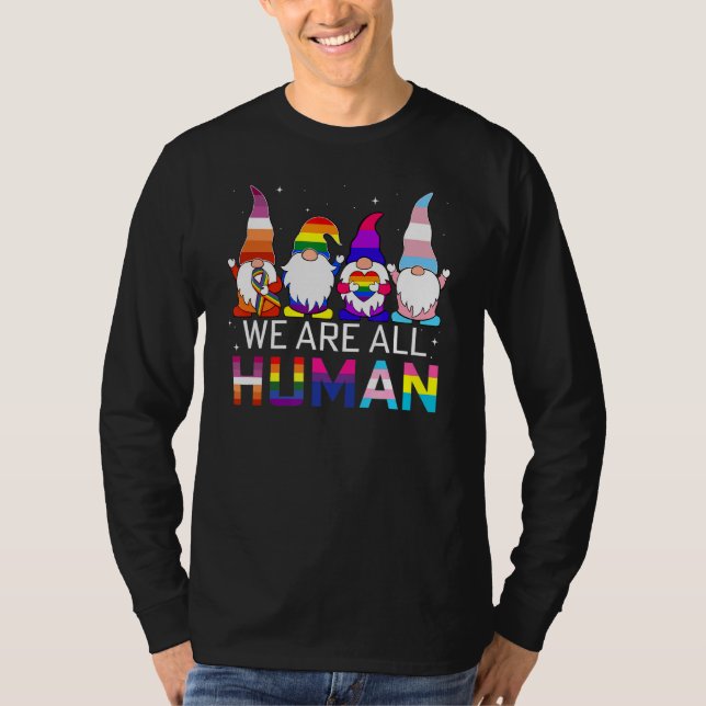 Gnome Lgbt Vi är alla mänskliga Ally Rainbow Lgbt  T Shirt (Framsida)