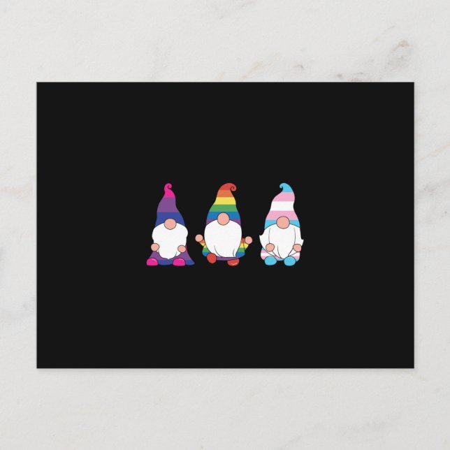 Gnome LGBTQ Bisexual Transsexuell Ally Meddelande Vykort (Framsida)