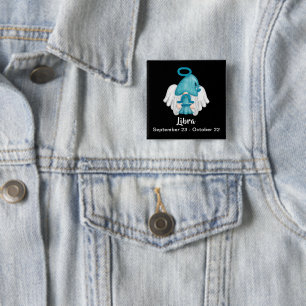 Gnome Libra Astrology Sign Angel Pinback Button Knapp