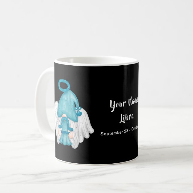 Gnome Libra Astrology signera ditt namn Kaffemugg (Framsida vänster)