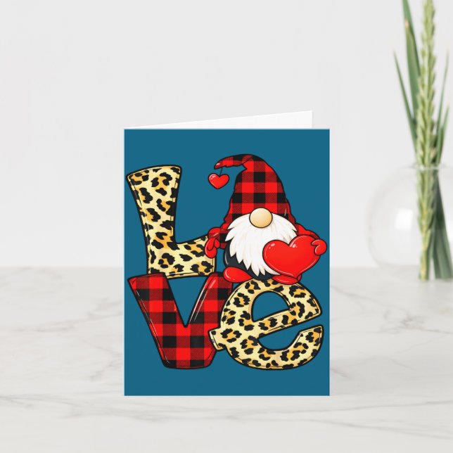 Gnome Love Valentine Gnomes Valentines Day Men Wom Kort (Framsida)