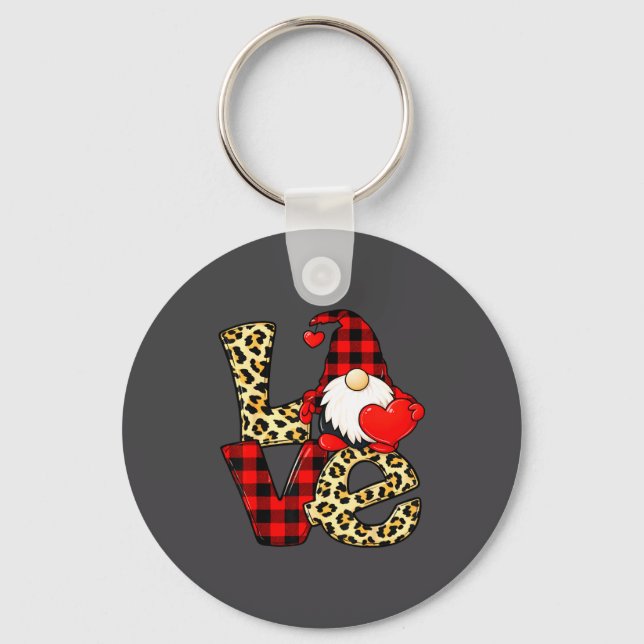 Gnome Love Valentine Gnomes Valentines Day Men Wom Nyckelring (Framsida)