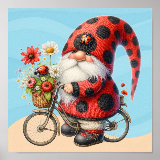 Gnome loves ladybugs poster (Framsidan)