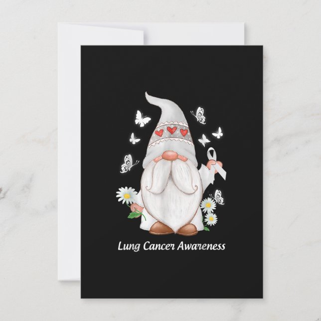 Gnome Lung Cancer Awareness With White Ribbon Gift Inbjudningar (Framsida)