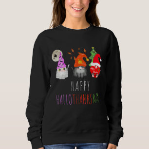 Gnome Lycklig Cat Halloween Lycklig Hallowthanksma T Shirt