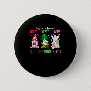 Gnome Lycklig Valentine St Patrick Påsk Happiness Knapp