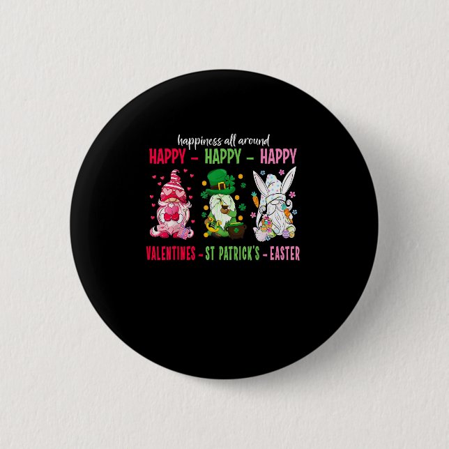 Gnome Lycklig Valentine St Patrick Påsk Happiness Knapp (Framsida)
