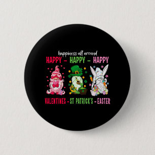 Gnome Lycklig Valentine St Patrick Påsk Happiness Knapp