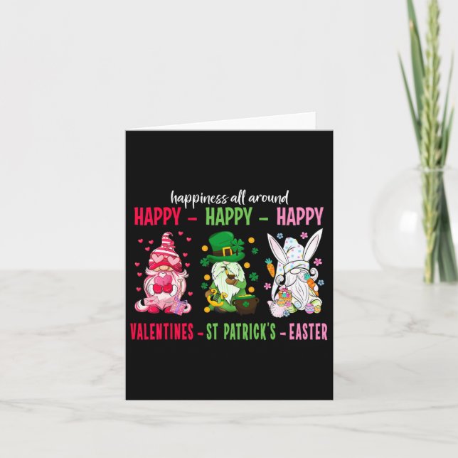 Gnome Lycklig Valentine St Patrick Påsk Happiness Kort (Framsida)
