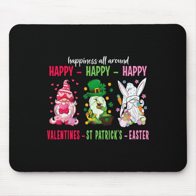 Gnome Lycklig Valentine St Patrick Påsk Happiness Musmatta (Framsidan)