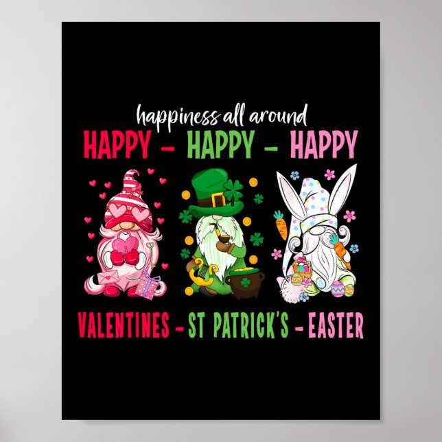 Gnome Lycklig Valentine St Patrick Påsk Happiness Poster (Framsidan)