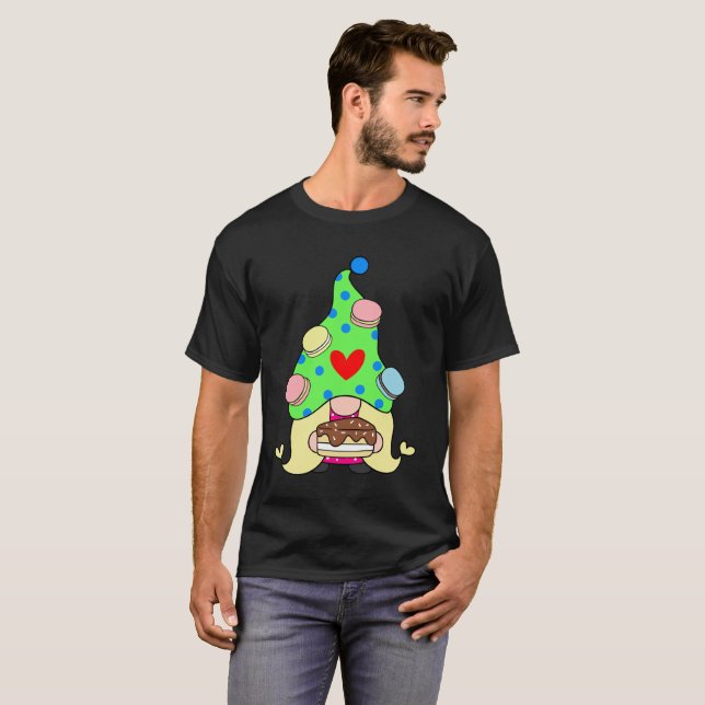 Gnome Macaron Cookies Hat och Cake Unisex T Shirt (Hel framsida)