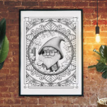 Gnome Mandala Vuxen Coloring Poster